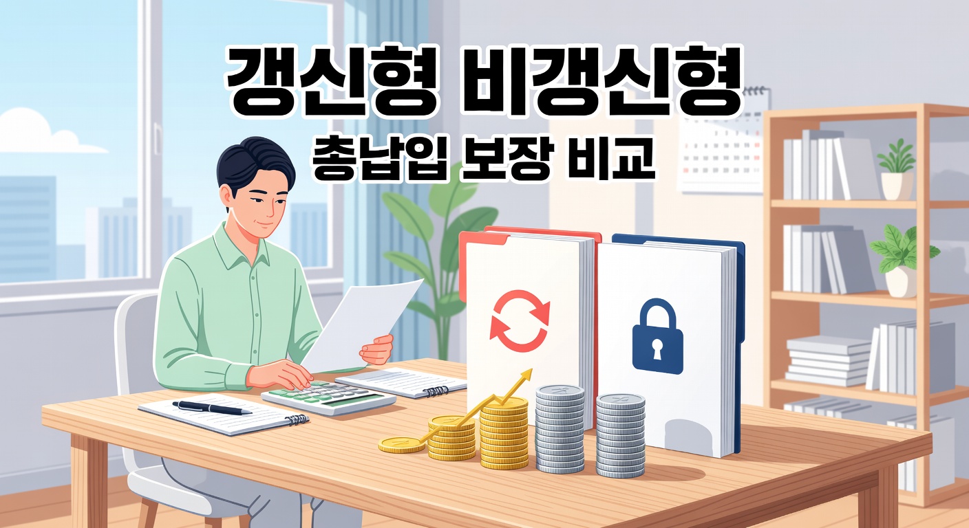 40대 암보험 갱신형 vs 비갱신형 — 총납입·보장·리모델링 비교