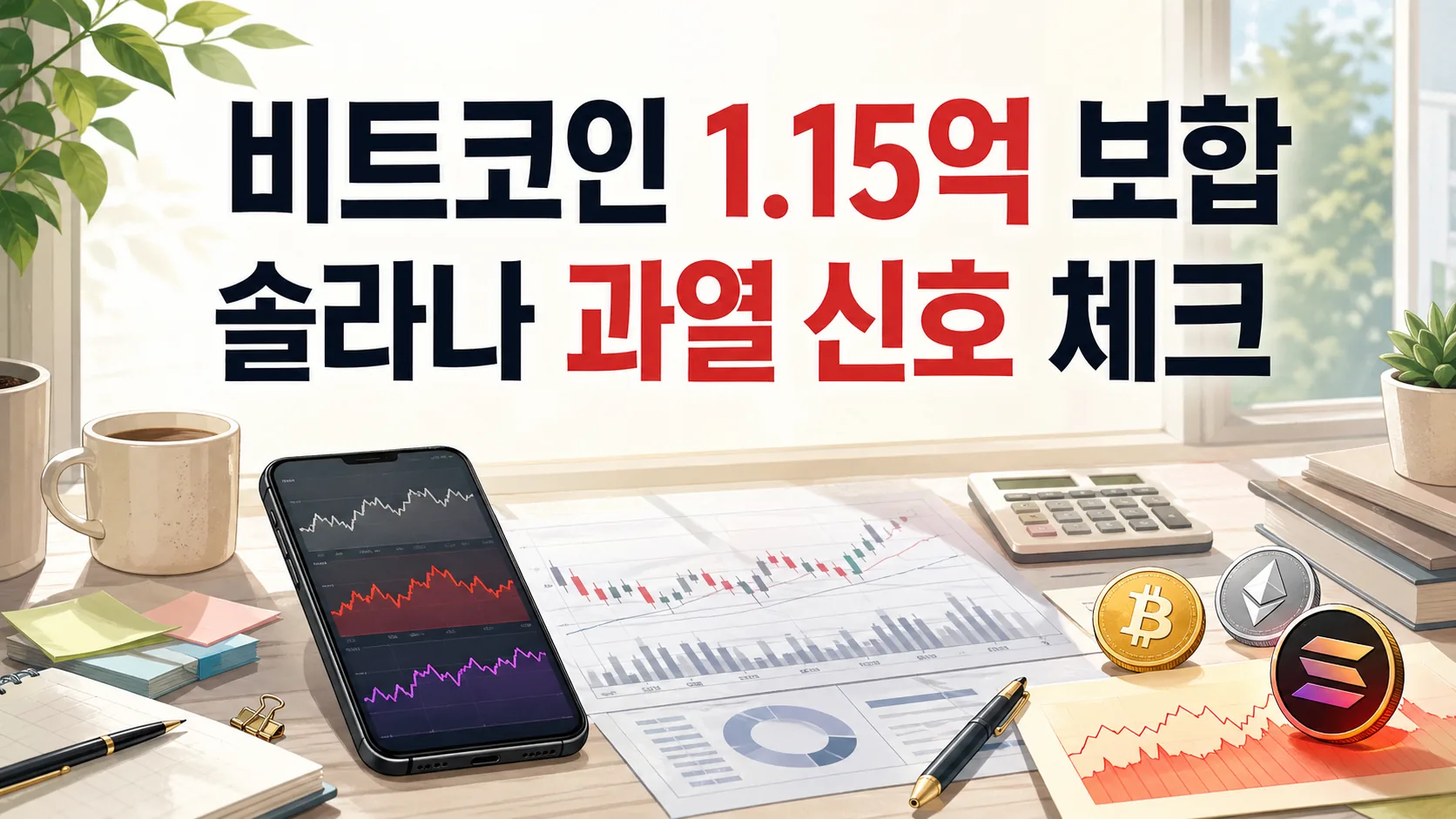BTC 1.15억 보합 — SOL 과열 vs 알트 단기 신호 체크
