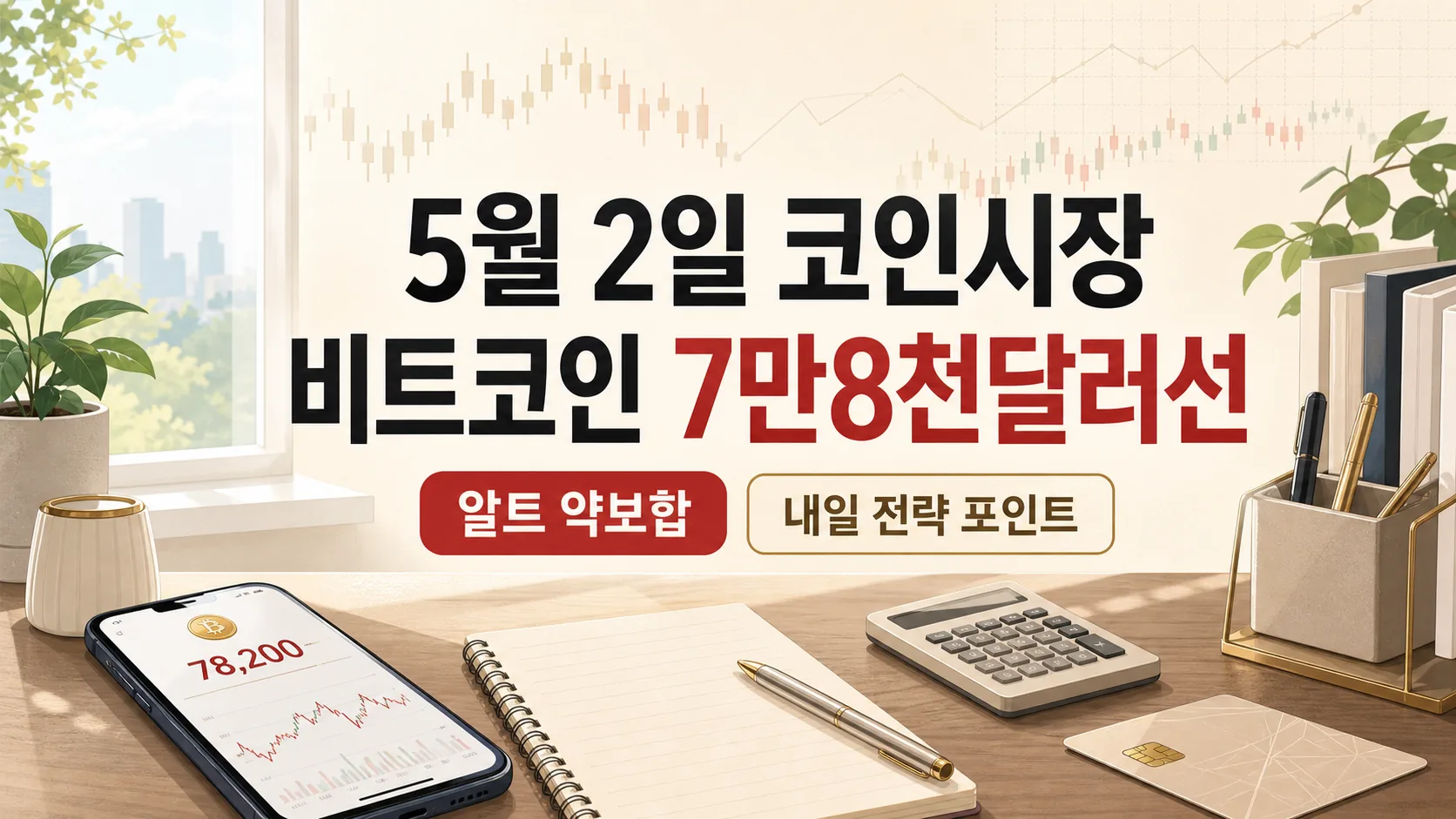 5월 2일 코인시장 — BTC 78K·알트 약보합과 내일 전략 포인트