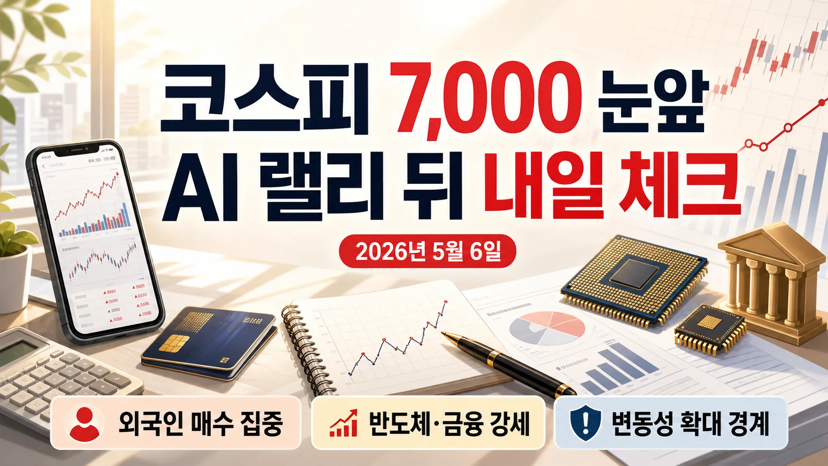코스피 7,000 돌파 — AI 랠리 vs 단기 차익, 내일 전략은?