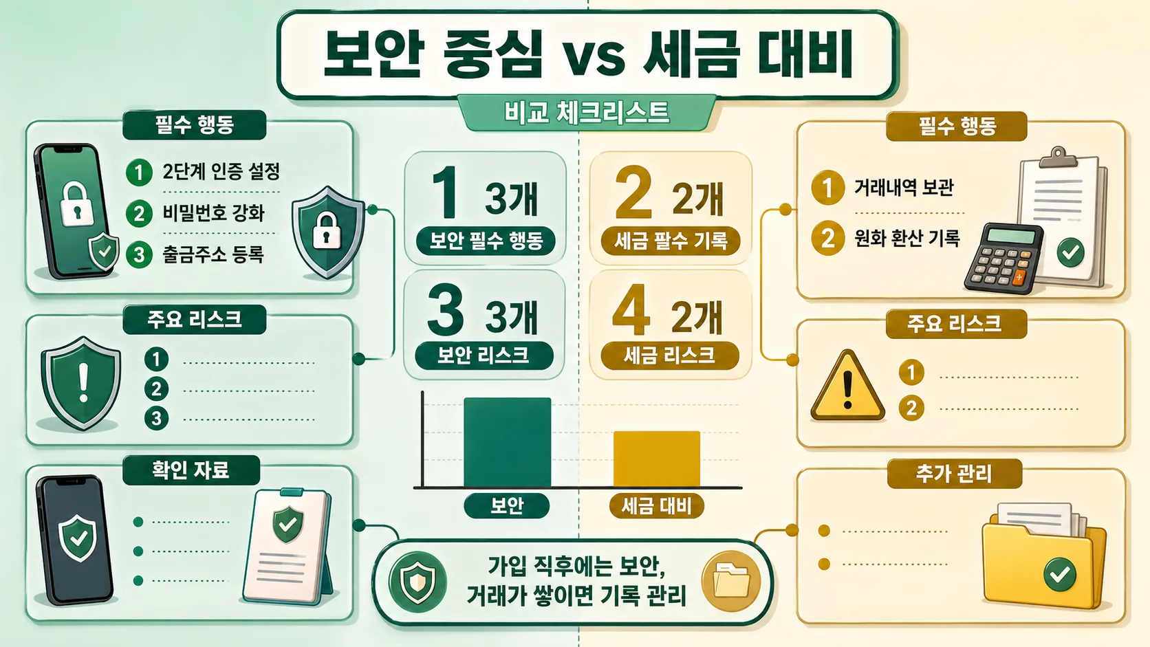 보안 중심 vs 세금 대비