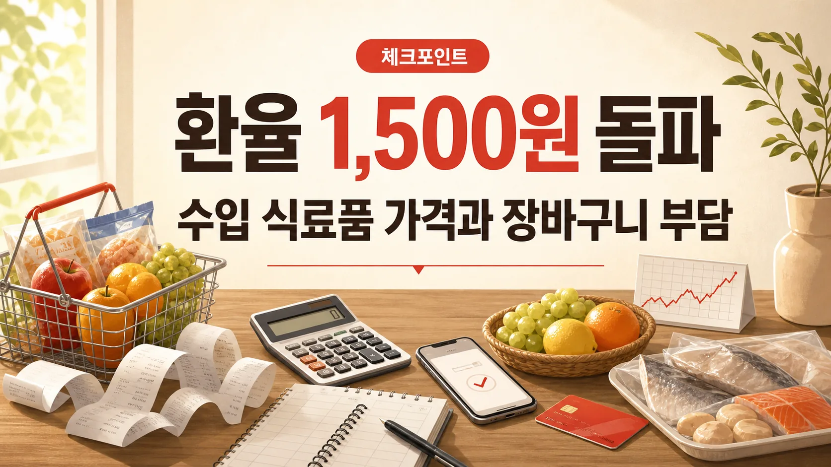 환율 1,500원 돌파 — 수입 식료품 가격 vs 장바구니 부담 체크