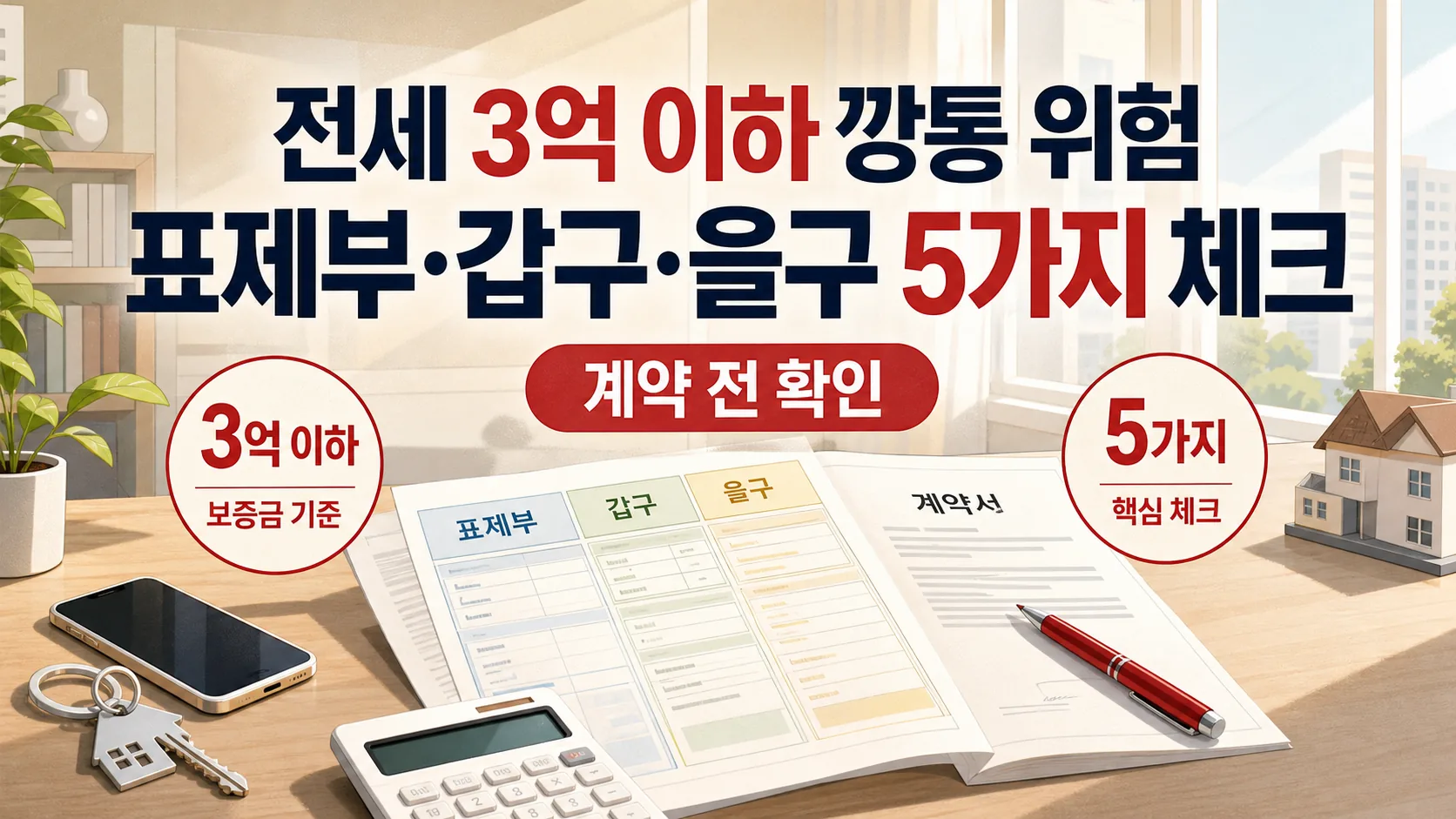 전세 3억 이하 깡통 위험, 표제부·갑구·을구 5가지 체크