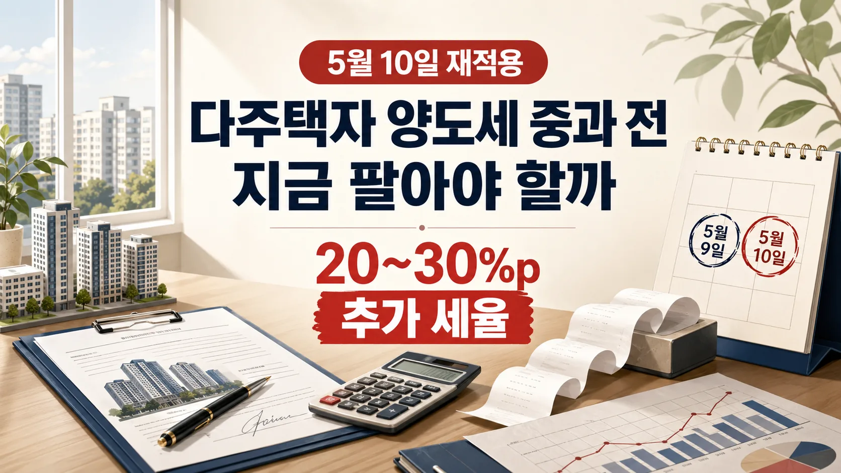 다주택자 양도세 20~30% 중과 전, 지금 팔아야 할까 — 핵심 체크포인트