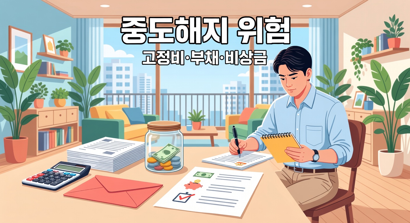 연금저축보험 중도해지 위험 — 월 고정비·부채·비상금 3단 체크