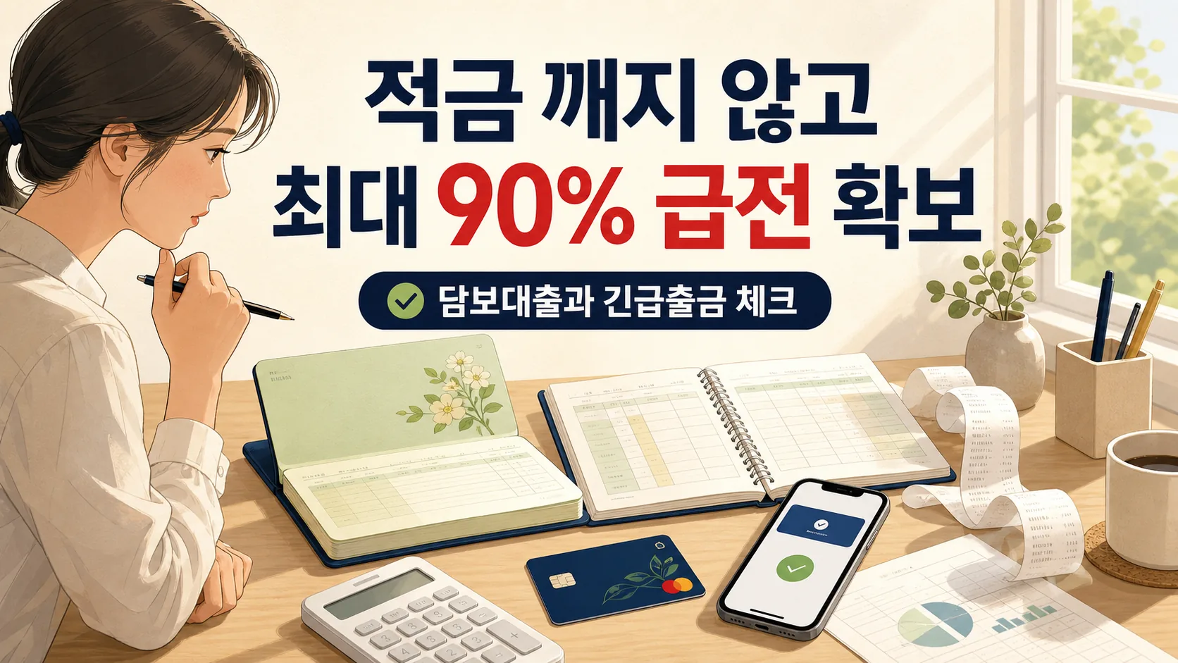 적금 깨지 않고 최대 90% 급전 확보 — 담보대출 vs 긴급출금 체크